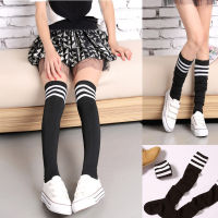 【cw】 Womens Striped Leg Slimming Cotton Stockings High Stockings Over-the-Knee Exercise Cotton Sock