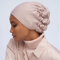 【YF】 New Design Women Muslim Hijab Cap Fashion Jersey Ruffled Stretch Under Scarf Turban Hat Tie Strap Headscarf Bonnet