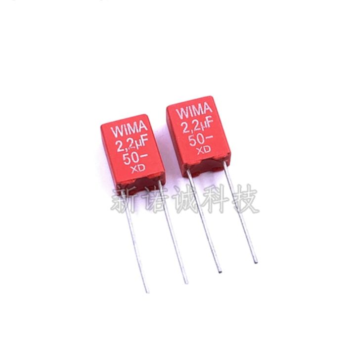2pcs-germany-wima-225-50v-2-2uf-50v-mks2-pitch-5mm-audio-diy-film-capacitor