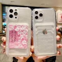 Untuk iPhone 14 Pro Max Casing Dompet Kartu Tas Casing Ponsel Bening untuk iPhone 11 12 13 Pro Max XS XR X 8 7 Plus Casing Lunak Anti Benturan