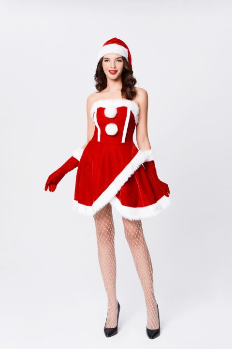 cod-สี่สีเสื้อผ้าชุดเครื่องแต่งกายคริสมาสต์เครื่องแต่งกายเต้นรำซานตาคลอสคริสต์มาสหมวกคริสต์มาส