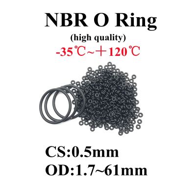 20pcs O Ring Gasket CS0.5mm OD 1.7 61mm NBR Automobile Nitrile Rubber Round O Type Corrosion Oil Resistant Black Seal Washer