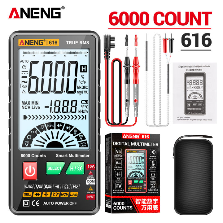 Aneng 616 Smart Digital Multimeter Auto Range 6000 Counts Ncv Universal Meter True Rms Handheld 3094