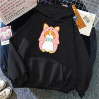 Women Hoodie Cute Dog Cosplay Pink Penguin Print Clothing Woman O-Neck Loose Oversize Tracksui Autumn Kawaii Animal Lady Hoodies Size Xxs-4Xl