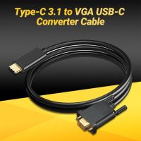 Kabel adaptor VGA USB-C colokan kabel VGA bermain kabel adaptor VGA tipe C 3.1 ke VGA kabel konverter USB-C resolusi tinggi 1080P