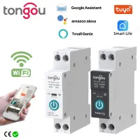 【; TUYA WIFI สมาร์ทเบรกเกอร์พร้อมการวัดแสง1P 63A ราง DIN สำหรับไฟบ้านไร้สายอัจฉริยะสวิตช์ควบคุมระยะไกลด้วยแอป TONGOU