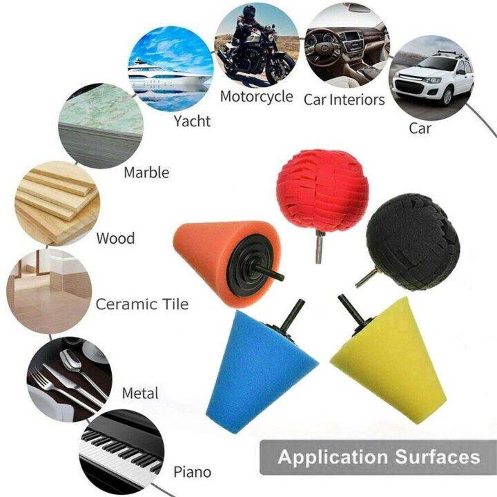 5pcs-4-quot-foam-drill-polishing-cone-ball-pads-kit-washable-resuable-car-hub-waxing-buffing-wheel-polisher