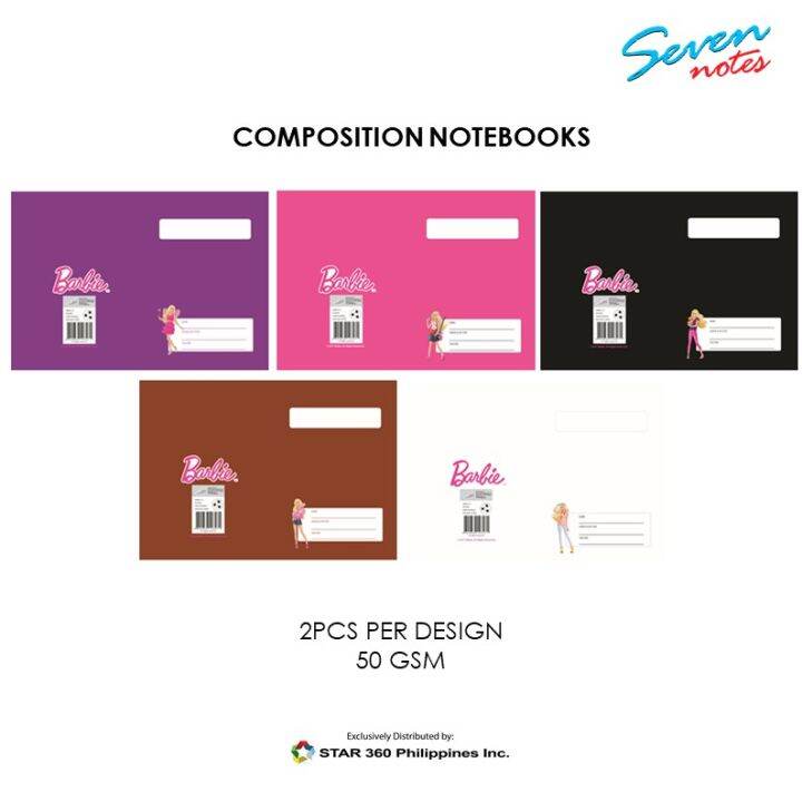 Seven Notes Composition Notebooks Color Coded Barbie and Marvel (10pcs ...