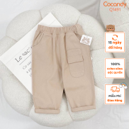 Quần cho bé -Quần dài NÂU NHẠT 1 túi tròn cho bé của COCANDY mã Q1491