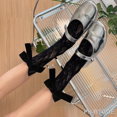 【LZ】☞✹▥  Jk lolita veludo bowknot kawaii meias y2k estilo japonês doce meninas bonito meias mulheres elegantes oco para fora malha fishnet rendas meias