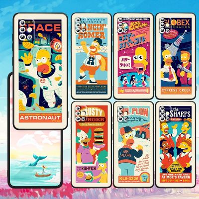 [Yellow peach flavor] Disney Simpsons น่ารักสำหรับ Samsung A23 A50 A30 A73 A71 A53 A52 A51 A33 A32 A22 A03S A03 A02S A31 5G สีดำ Soft Case