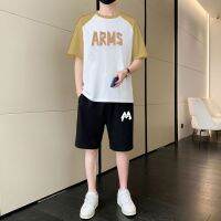 【July hot】 Cotton short-sleeved T-shirt set mens summer casual of high school junior student full