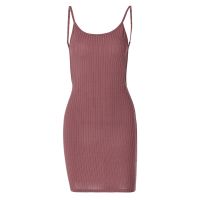 ผู้หญิงฤดูร้อนสายสปาเก็ตตี้ Ribbed ถัก Bodycon Mini Cami ชุดเซ็กซี่เปิดกลับแพคเกจสะโพกค็อกเทลปาร์ตี้ Clubwear