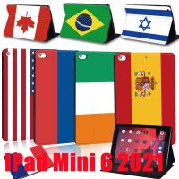 ฝาครอบใหม่สำหรับ IPad Mini 6เคสหนังพียูบางพิเศษรุ่น6th 8.3นิ้ว2021ลายธงชาติพับได้