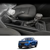 Car Carbon Fiber Center Console Water Cup Holder Decoration Cover Trim Stickers for Ranger 2023+