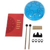 Tongue Drum 8 Notes 6 Inches Chakra Drum Steel Percussion Padded Travel Bag and Mallets Blue