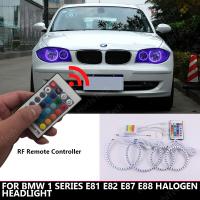 ไฟหน้าแหวนอาร์จีบีฮาโลหลอดไฟ Led ดวงตานางฟ้าชุดสำหรับ Bmw 1ชุด E81 E82 E87ไฟหน้าฮาโลเจน E88