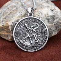 Big Saint Michael Protect Us Pendant Necklace Men Women Stainless Steel Religious Amulet Necklace Christian Gifts Lucky Jewelry