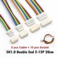 5ชุด Jst Sh สายไฟ1.0มม. ตัวเชื่อมต่อสายเคเบิลหัวคู่ Smd แนวนอน28awg 200มม. 2 P 3P 4P 5P 6P 7P 8P 9P 10P 11P 12พิน