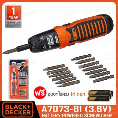 ว้าว** BLACK&amp;DECKER ไขควงไร้สาย (3.6V, กำลังไฟ 6 W) รุ่น A7073-B1 (รับประกัน 1 ปี, ใช้ถ่าน AA จำนวน 4 ก้อน มีแถมมาในแพ็ค!!) พร้อมจัดส่ง ไขควง ไฟฟ้า ไขควง วัด ไฟ ไขควง ตอก ไขควง แฉก