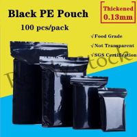 【hot sale】 ♣ B41 [Thickened]100pcs Ziplock Black PE Plastic Bag Flat Pouch Opaque Reclosable Poly Bag Accessories Storage Packaging Resealable