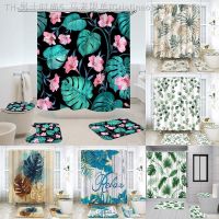 【CW】♦◕﹍  Shower Curtain Sets Leaves Hibiscus Curtains Rugs Toilet Lid Cover