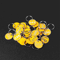 1 Set Aluminium Storage Tags Metal Numbers Plates Luggage ID Tags Key Ring Labels (Yellow, Number 1-30, 1PcEach Number)