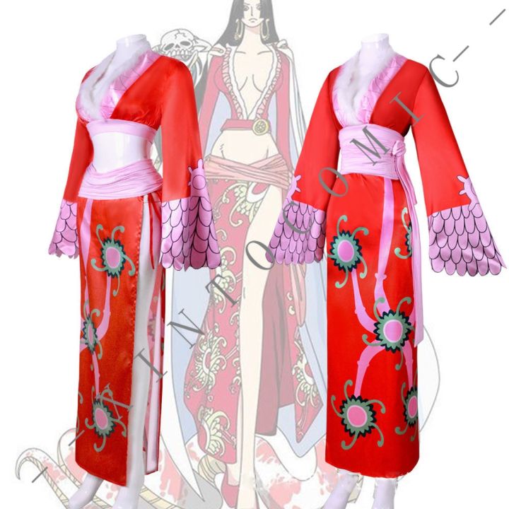 aeozad-hancock-traje-คอสเพลย์-one-piece-para-mulheres-vestido-de-kimono-vermelho-เซ็กซี่-boa-ปาร์ตี้ฮาโลวีน-อะนิเมะประสิทธิภาพ