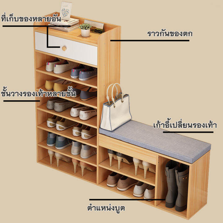 meet-furniture-ตู้รองเท้าเอนกประสงค์-ชั้นวางรองเท้า-ตู้รองเท้าไม้พร้อมลิ้นชัก-พร้อมสตูล-ขนาด105-24-116ซม-7-ชั้น-ใส่รองเท้าอะไรก็ได้-คุณภาพดี