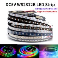 DC5V ใหม่ WS2812B แถบไฟ Led แยกแอดเดรสได้5050 RGB WS2812ไฟพิกเซลแอลอีดีอัจฉริยะสีดำขาว PCB กันน้ำ IP30/65/67