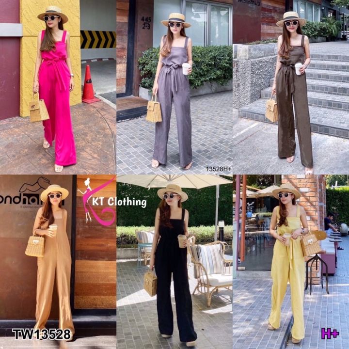 jumpsuit-จั๊มสูททรงสวยมากกก-จะใส่แบบปล่อยๆก็เก๋-หรือจะผูกเชือกที่เอวก็หวาน-สายเดี่ยวปรับได้