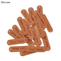 Chzimade 20Pcs/lot 45x12mm Handmade Leather Labels For Clothes Garment PU Tags Labels Sewing Accessories Labels