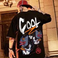 เสื้อยืดแขนสั้น โอเวอร์ไซซ์ พิมพ์ลายCooL แนวสตรีท แฟชั่นสําหรับผู้ชาย-ผู้หญิง ไซส์ M - 5XL