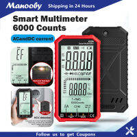 Manooby เครื่องทดสอบทรานซิสเตอร์มัลติมิเตอร์อัจฉริยะระบบดิจิทัล620A 6000นับแรงต้านทานอุณหภูมิเครื่องวัดความจุไฟฟ้าไฟฟ้าอัตโนมัติ RMS ท