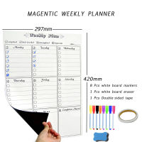 Magnetic Weekly Monthly Planner Calendar Template Dry Erase Board Soft Magnet Fridge Stickers Message Memo Kids Erasable Markers