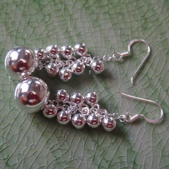 earrings-beautiful-thai-dangle-ball-sterling-silver-วงกลมห้อยสวยงาม-ห้อยตำหูเงินขาวสเตอรลิงซิลเวอรใช้สวยของฝากที่มีคุณค่า-ฺชาวต่างชาติชอบมาก