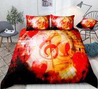 เพลงผ้านวมชุดเพลงหมายเหตุหัวใจสีแดงชุดเตียง Treble Clef ผ้านวม Queen Music Theme ผ้าปูที่นอนสีดำเด็ก3PCS Dropship