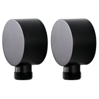 2X Wall Supply Elbow,Brass Round Wall Mount Shower Hose Connector Accessories G1/2Inch Water Outlet for Shower-Black