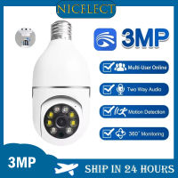 NICELECT PTZ หลอดไฟ E27กล้องรักษาความปลอดภัยแบบไร้สาย1080P ขั้วต่อแบบพาโนรามา360องศาพร้อม WiFi การดูระยะไกลด้วยสัญญาณเตือนอัจฉริยะของมนุษย์