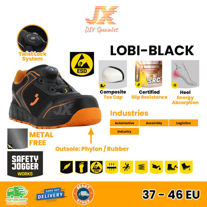 SAFETY JOGGER LOBI S1P Low TLS Twist Lock ESD Safety Shoes Composite ...