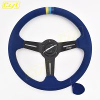 14inch 350mm JDM Modified Car Styling Suede Leather Steering Wheel 3 Color Stitching Racing Gaming Steering Wheel Universal Furniture Protectors  Repl