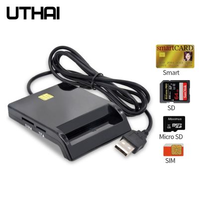 【CW】 UTHAI X02 Bank Card ATM IC Card Tax Return Smart All in One USB 2.0 SIM SD TF Smart Card Reader for Windows 7 8 10 Linux OS