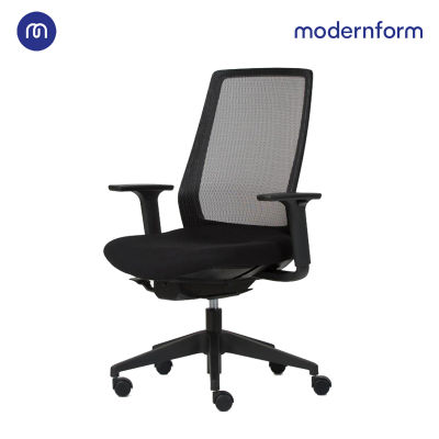 Modernform เก้าอี้สำนักงาน รุ่น TR  แบรนด์ ITOKI จากญี่ปุ่น พนักพิงกลางสีดำ ที่วางแขนปรับความสูงได้ มีระบบโยกเอน Natural Glide   พน