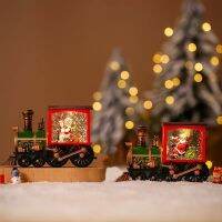 Christmas Tabletop Decoration Living Room Decoration Train Model Crystal Ball Ornaments Table Decoration Small Train Music Box