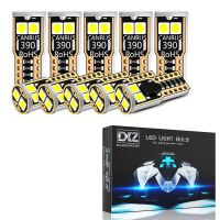 DXZ หลอดไฟ LED T10 W5W 10ชิ้นหลอดไฟแคนบัส6SMD 12V WY5W 194 168ไฟโดมแผนที่ภายในไฟสัญญาณอัตโนมัติจอดรถ