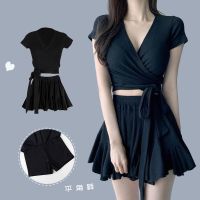 Korean version of the meat-covering swimsuit female split super fairy ins foreign style conservative thin skirt style pure desire wind gathering hot spring swimsuit