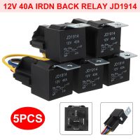 【CW】 5pcs JD1914 12V 40A Car SPDT Automotive Relay 5 Pin Wires Sound Security Systems With Harness Socket Accessories