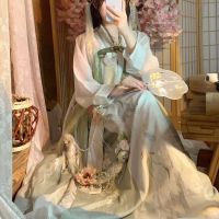 Hanfu [คล้ายกับผ้า] Tang Made กระโปรง พิมพ์ลาย ของแท้ แฟชั่นฤดูใบไม้ผลิ และฤดูร้อน