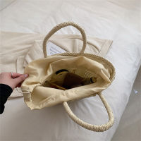 Hot Women Straw Plaited Shoulder Bag Tote Handbag Travel Fashion Pouch Female Casual Top-Handle Shopper Bag.กระเป๋า