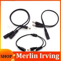 Merlin Irving Shop DC Power Supply Cable 5.5x2.1mm 1 to 2 Way Male to Female Jack Plug Connector Extension Cord for CCTV LED Light Strip